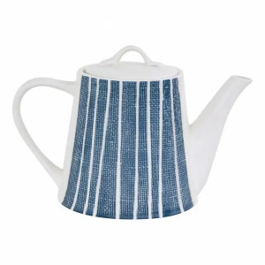 Чайник фарфоровый синий с белыми полосками в упаковке "Бриз" EASY LIFE БРИЗ 00-3947050 Белый;синий
