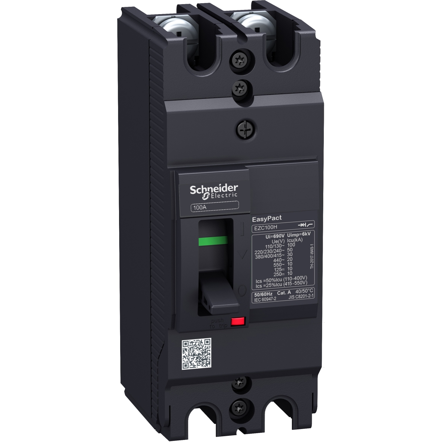 EZC100H2100 Силовой автомат EZC 100, TM-D, 30кА, 2P, 100А Schneider Electric EasyPact 