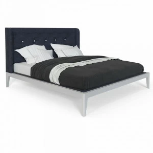 Кровать двуспальная с мягким изголовьем 180x200 темно-синяя Fly soft new BRAGIN DESIGN ДИЗАЙНЕРСКИЕ 256419 Белый;синий