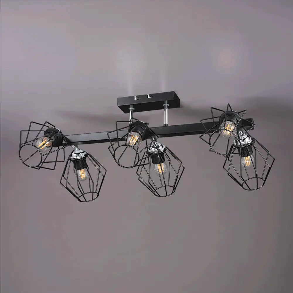 Люстра потолочная Гранж РС21384 6 ламп 18 м² цвет черный РОССВЕТ STLM-2161121 - Вид №1