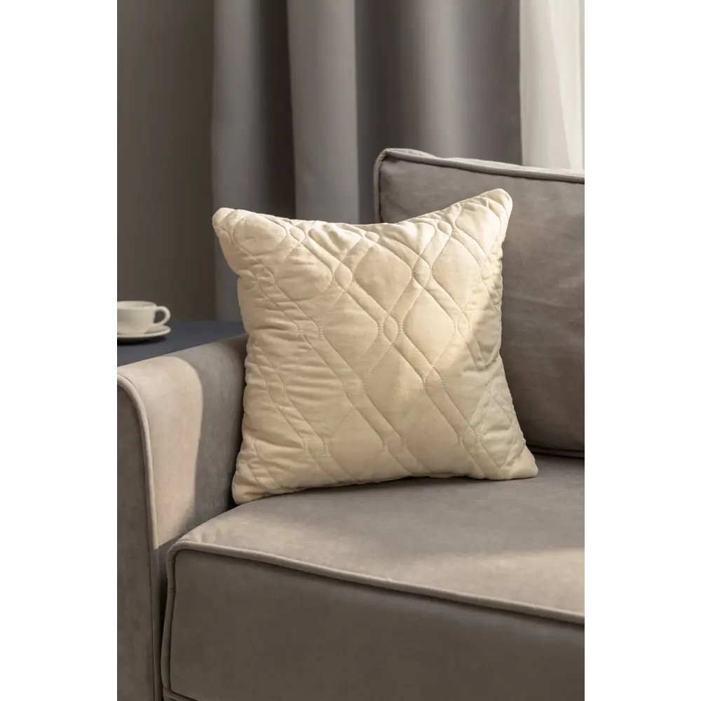 Декоративная подушка LINEN WAY 43x43 см в замшевом стиле кремового оттенка 83022395 STLM-1397905 - Вид №3