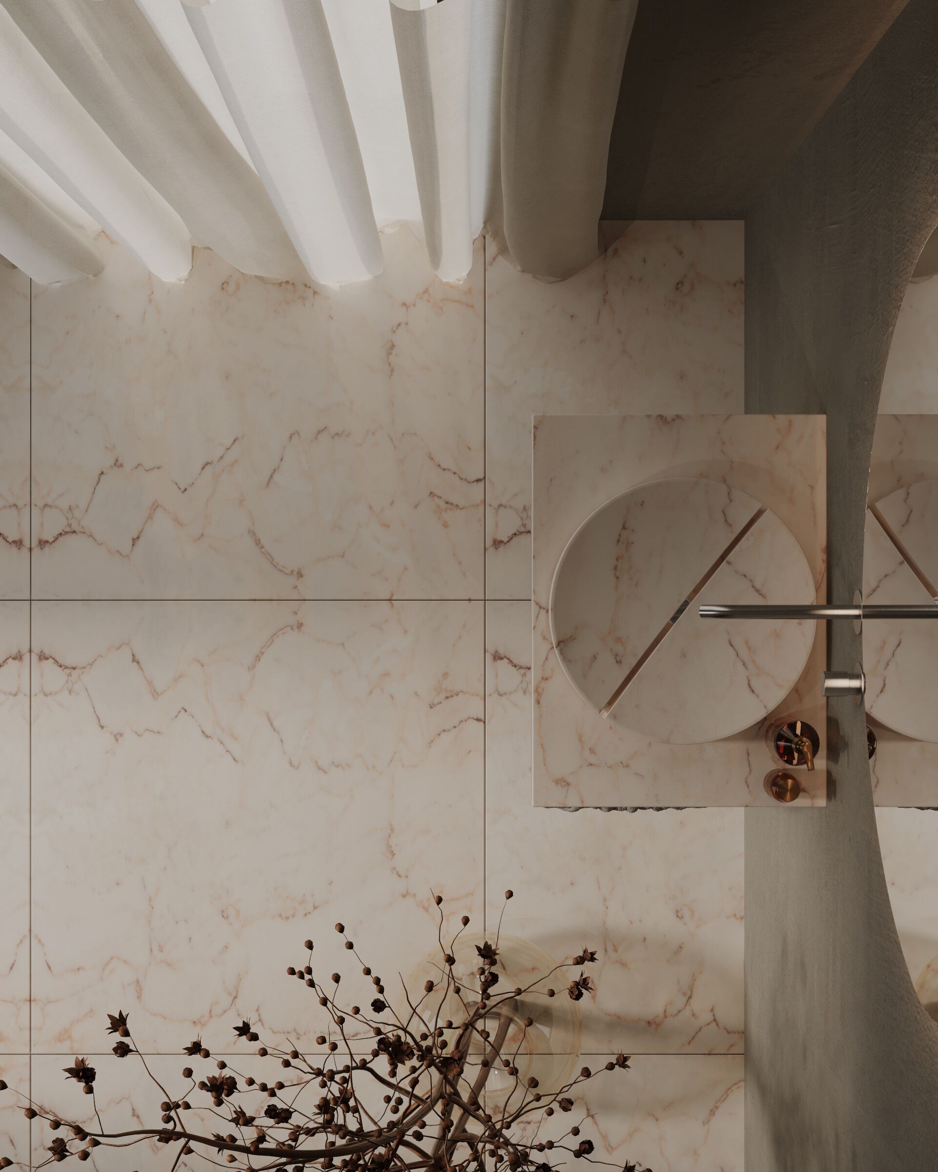 Мраморная столешница круглый умывальник Maami Home VIÇOSA ARCH-00082161 - Вид №4