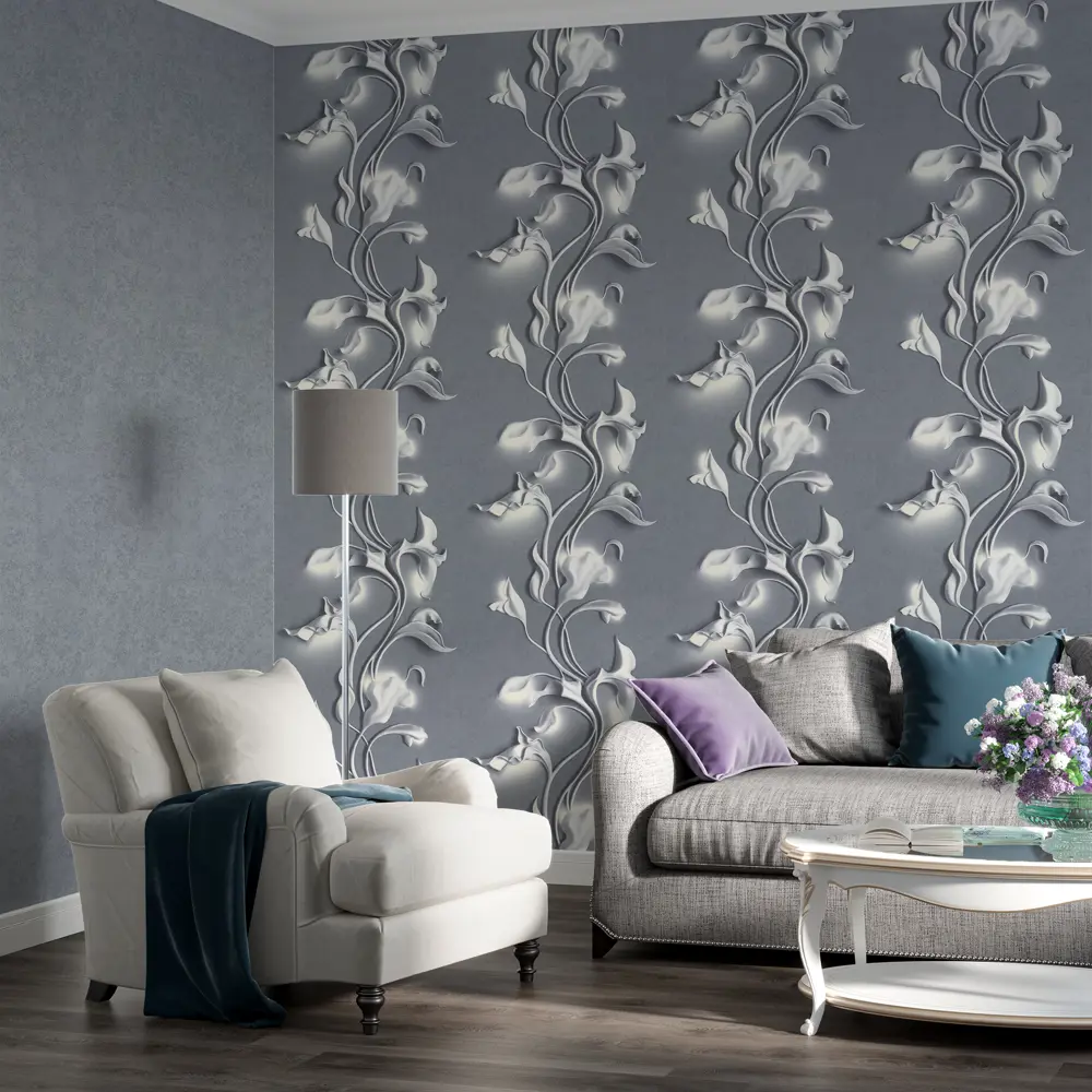 Обои флизелиновые Palitra Home Barelief темно-серые 1.06 м HC72276-41 STLM-2113034 - Вид №4