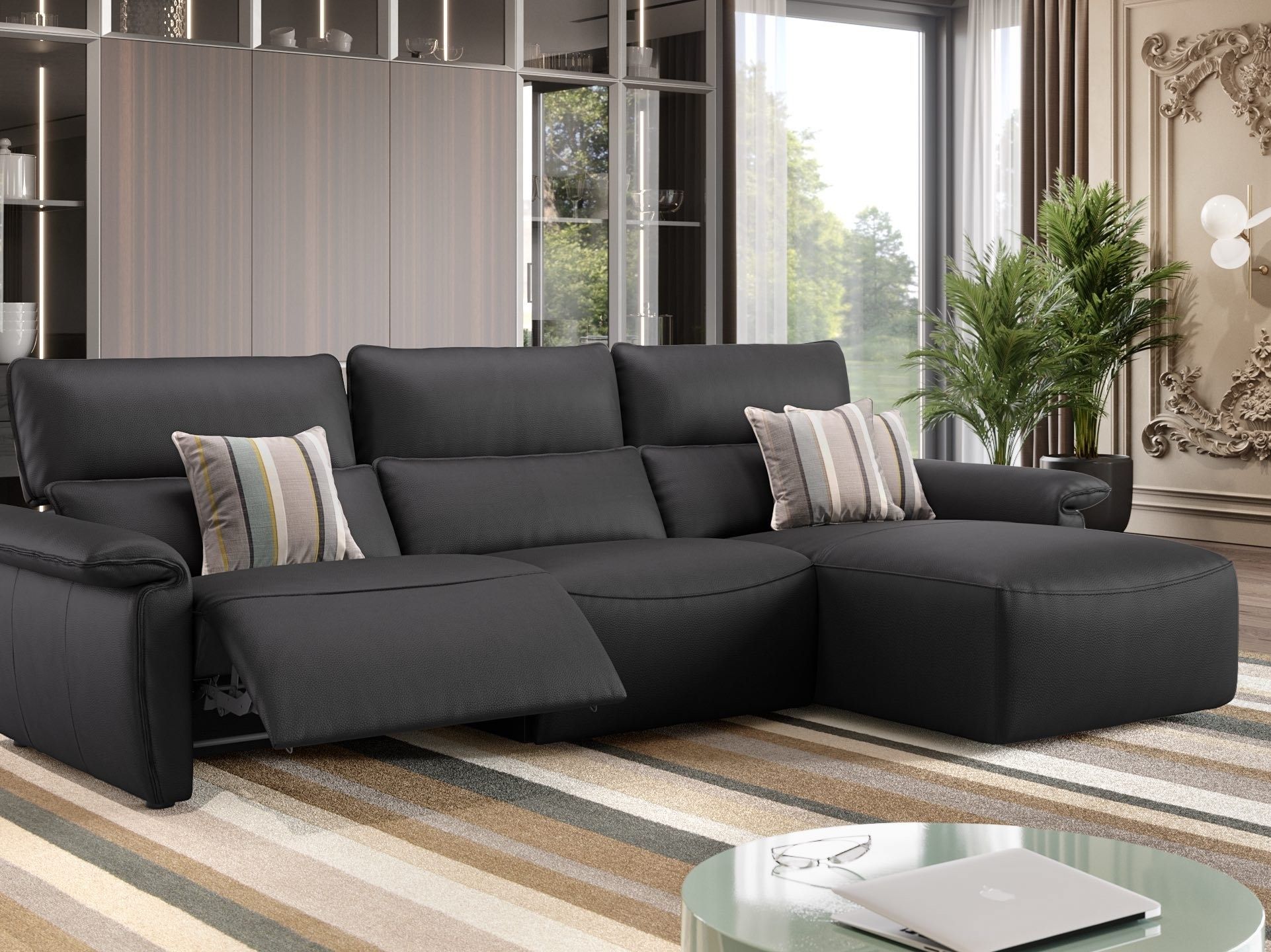 Кожаный диван с полуостровом Sofanella Merida ARCH-00020135