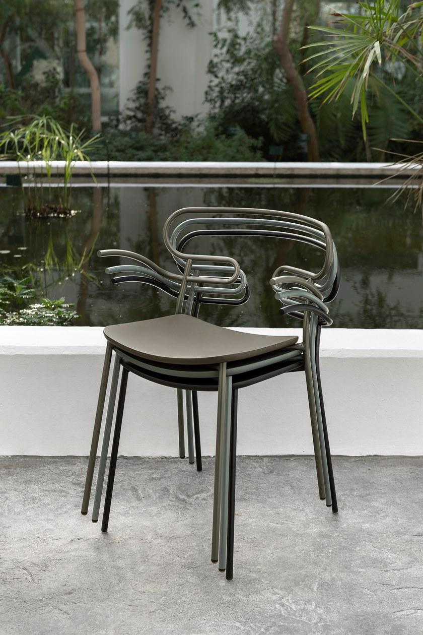 TrabA' Стул из металла и полиуретана с подлокотниками Genoa 0048/0049-met-pu, - Вид №11