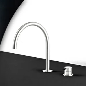 Кухонный смеситель сталь глянцевая с черной ручкой Kitchen Radomonte TKI32LCIL22