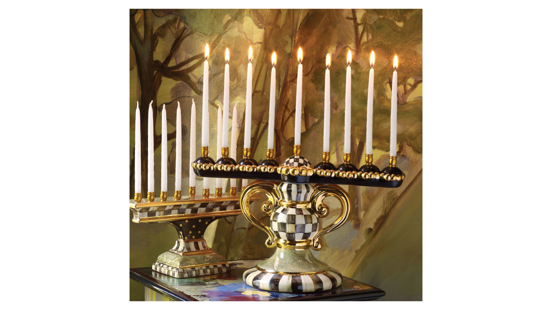 10654406 Mackenzie-Childs Подсвечник на 9 свечей Courtly Check Керамика  - Вид №2