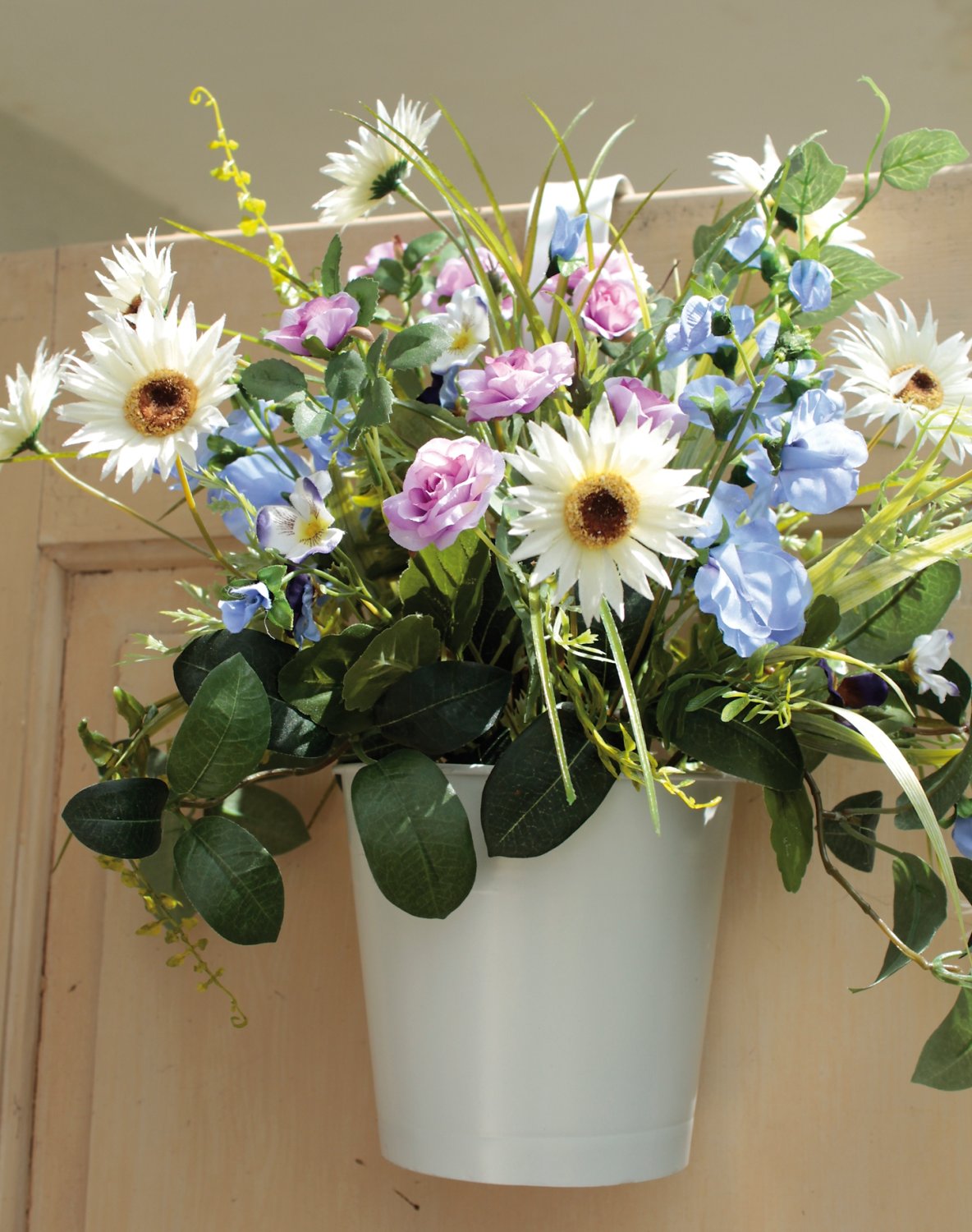 3839 111 a3 Букет цветов из шелка в подвесном горшке, 45 см, темно-синий H-andreas  - Вид №3