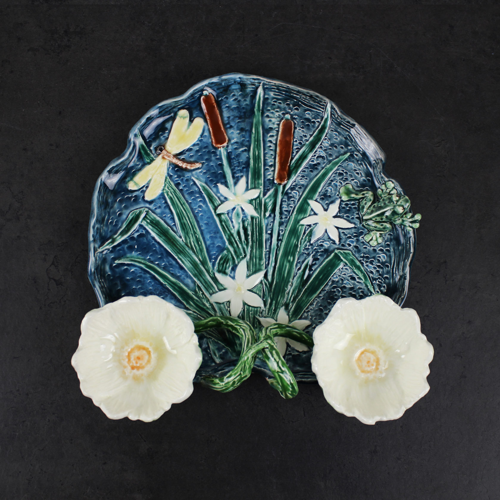 Блюдо для закусок (с двумя кувшинками) Синий PROVANSFAIENCE sun-id-994728 - Вид №6