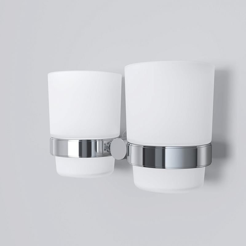 A74343400 L Двойной стеклянный стакан с настенным держателем хром AM.PM Sense - Вид №4