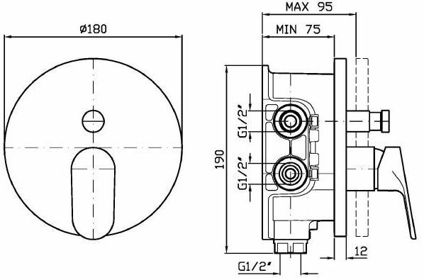 ZUCCHETTI Смеситель для ванны и душа, однорычажный, с переключателем Nikko Zkk096 - r97800 - Вид №1