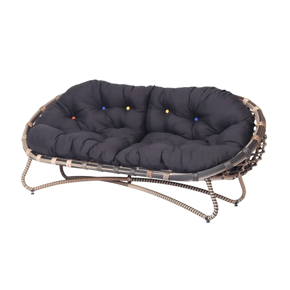 Диван садовый Niko 190x85x82 см искусственный ротанг темно-коричневый Santreyd STLM-2096317