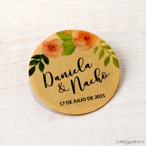 X442 PERS. 36 Индивидуальные крафт-стикеры «розовые цветы» Dekoraniaevents Bodas