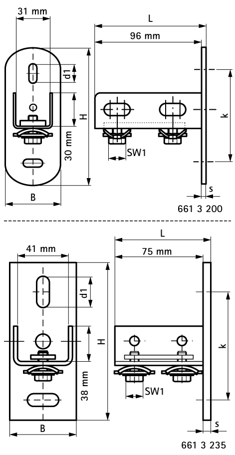 6613235 Монтажные профиля BIS RapidRail® Стеновой держатель монтаж к стене и полу WALRAVEN  - Вид №1