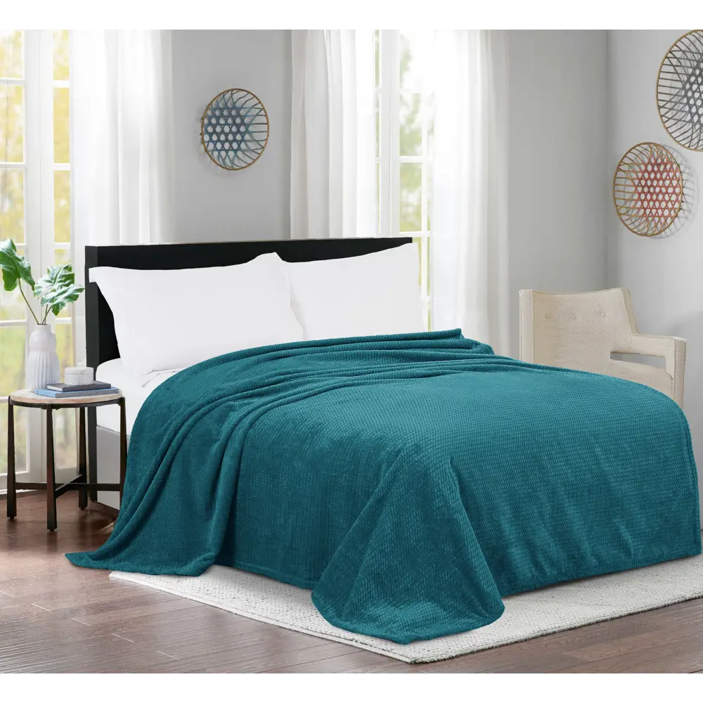 Плед Ryazan 140x200 см искусственный мех цвет бирюзовый СТОЛИЦА ТЕКСТИЛЯ STLM-2008660 - Вид №3