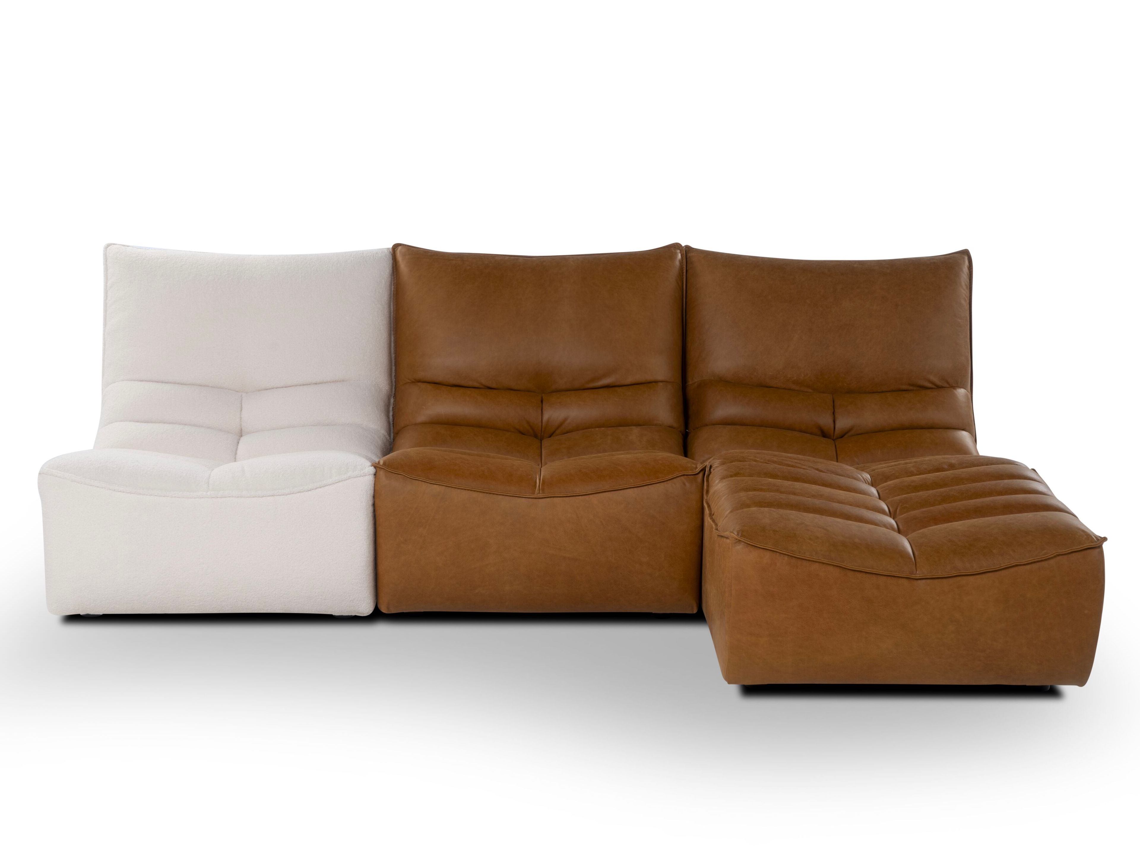 Модульный кожаный и тканевый диван с полуостровом Calia Italia Modular ARCH-00086059