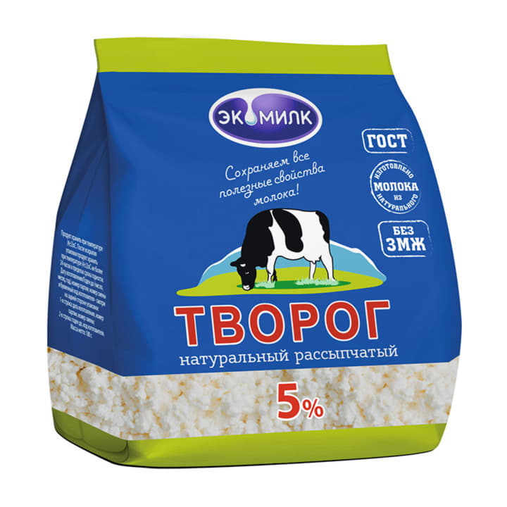 Творог 5% рассыпчатый Экомилк 180 г БЗМЖ Santreyd 21164 - Вид №1