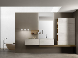 Деревянный умывальник с зеркалом