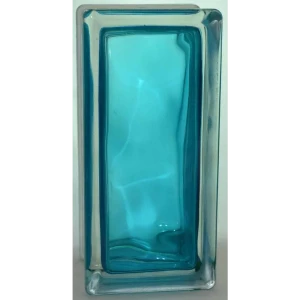 Стеклоблок Vitrablock Волна окрашенный внутри половинка цвет бирюзовый