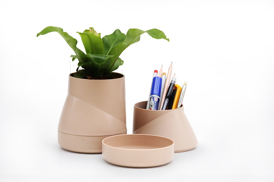 QLX20001-CR Горшок цветочный hill pot, маленький, кремовый Qualy  - Вид №7