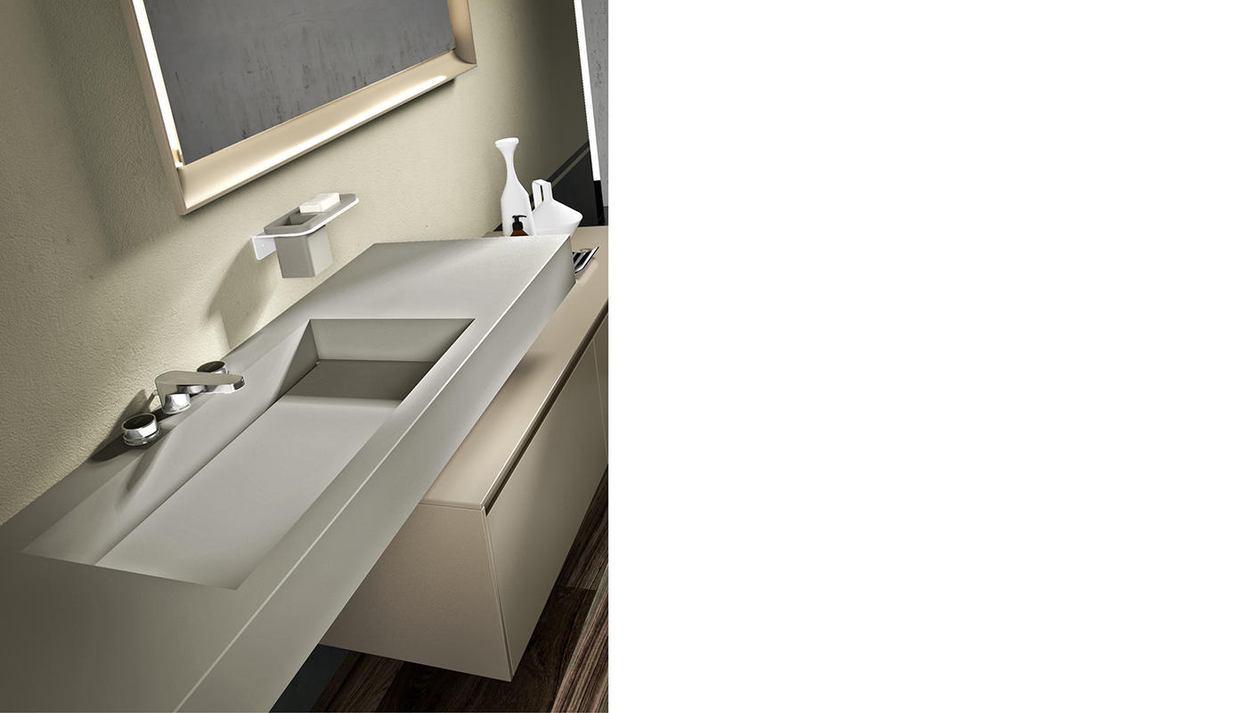 ED-ST31 Edone Интегрированный умывальник Quadra ВСТРОЕННЫЙ БАК Интегрированная поверхность ванны Quadra с отделкой Stonematt  - Вид №7