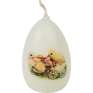 Свеча парафиновая Яйцо-3 малое с декором 2 белое 5,5 см