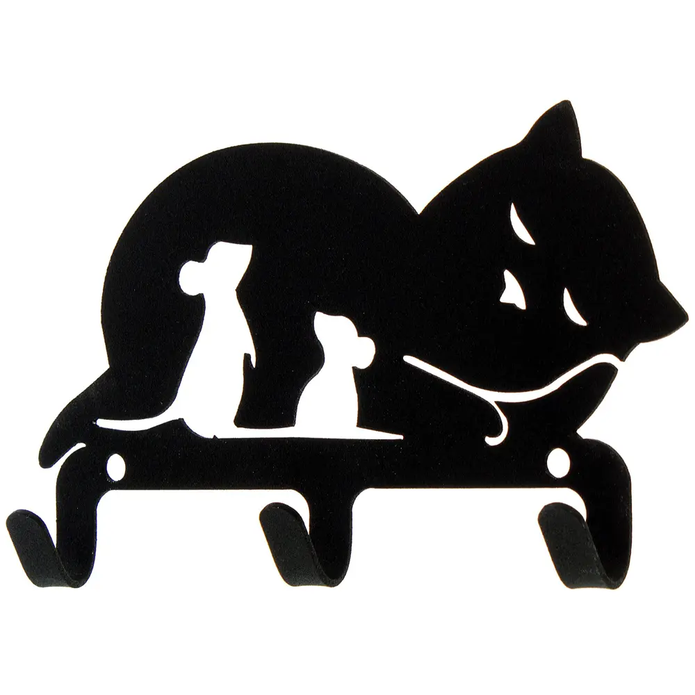 Крючок трёхрожковый DuckandDog Кошка, сталь, матовый чёрный STLM-2080927