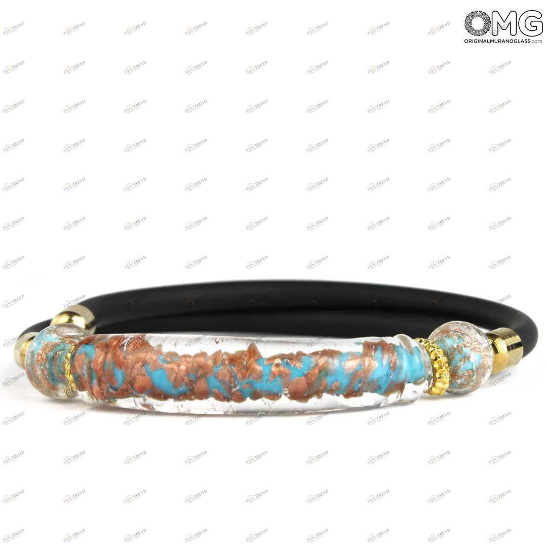 3710 ORIGINALMURANOGLASS Браслет Серена - голубой с авантюрином - муранское стекло OMG 18 см 