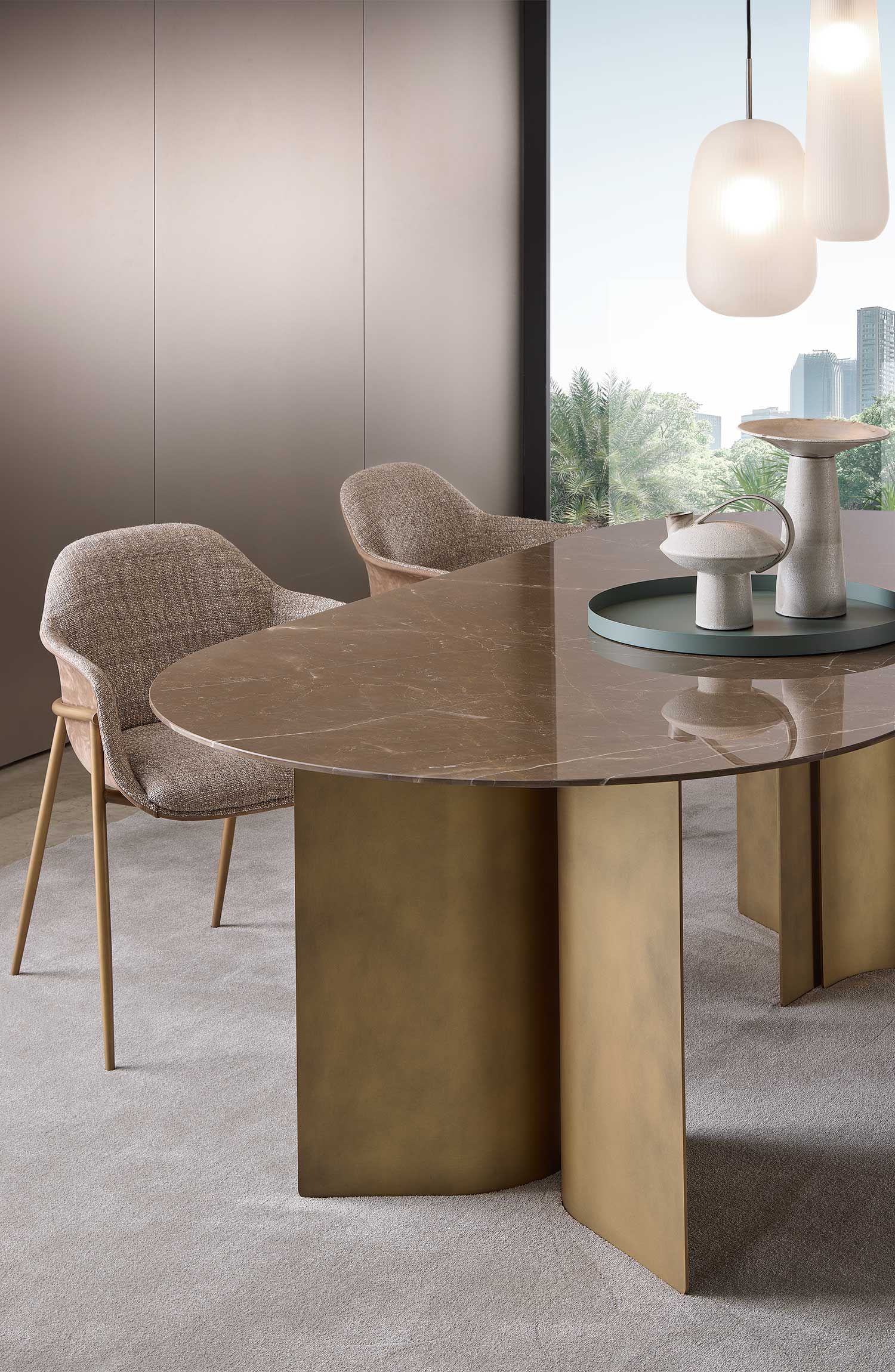 Овальный стол с мраморным верхом и изогнутым металлическим основанием Marelli Wave ARCH-00138111 - Вид №11