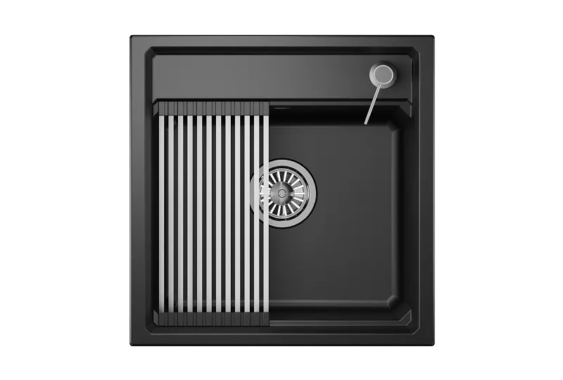 KS-5002, ШВАРЦ (чёрный металлик), кухонная мойка, кварц GRANULA Kitchen Space 5002-ST296 - Вид №1
