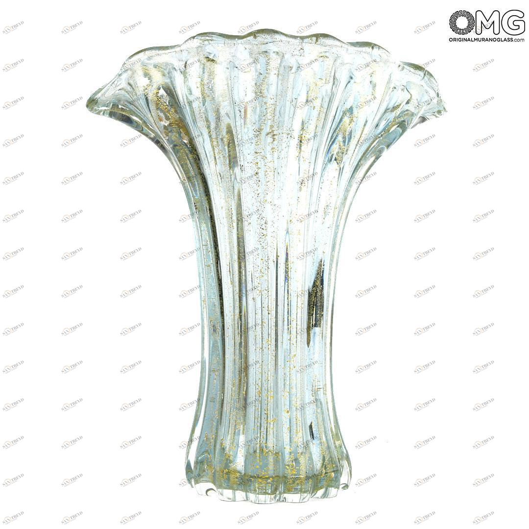3869 ORIGINALMURANOGLASS Ваза Хрустальная с золотом - муранское стекло OMG 28 см 