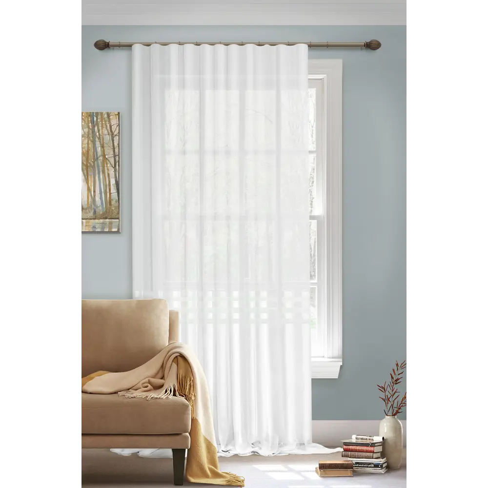 Тюль на ленте Эмилия 300x280 см цвет белый MIAMOZA STLM-2027540 - Вид №4