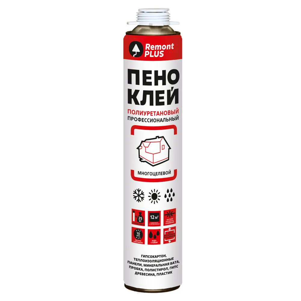 Монтажная пена-клей REMONT PLUS Professional для строительных материалов 750 мл 87507594 STLM-0855112
