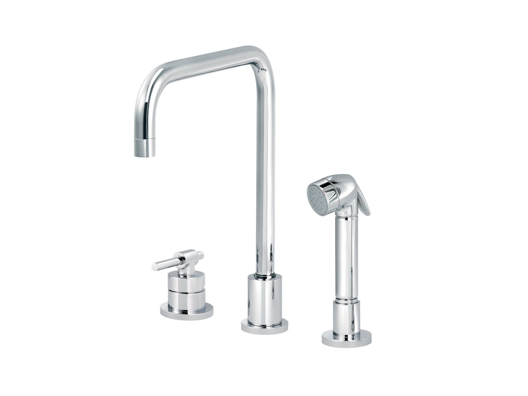 Смеситель для кухни с 3 отверстиями с выдвижным ручным душем rvb ARCH-00107236 - Вид №1