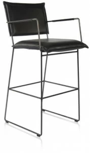 Jess Высокий кожаный табурет-санки с подлокотниками Norman