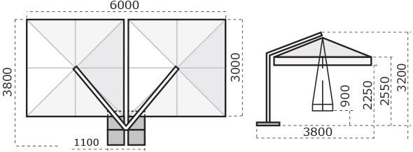 Scolaro Parasol Двойной квадратный зонт с боковой опорой Alu sun-id-1401322 - Вид №4