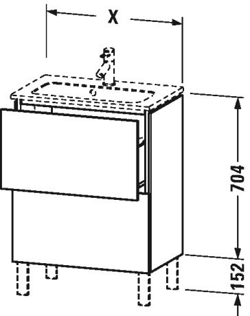 LC667300707 Тумбочка напольная компакт L-Cube #LC6673 620 x 391 мм Бетонно-серый матовый декор Duravit - Вид №1
