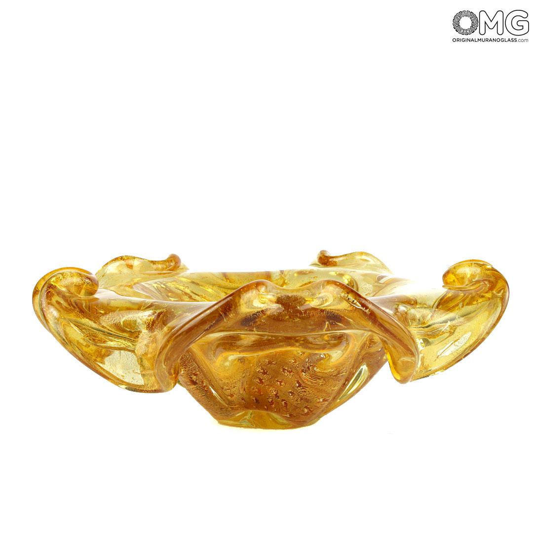 3897 ORIGINALMURANOGLASS Вазочка янтарный цветок - муранское стекло OMG 20 см  - Вид №1