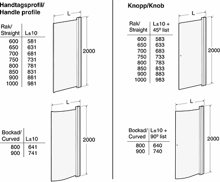 58800080 Гнутая дверь IFO Space SBVK, белые лакированные профили, прозрачное стекло с профилем ручки, SBVK 800 - Вид №3