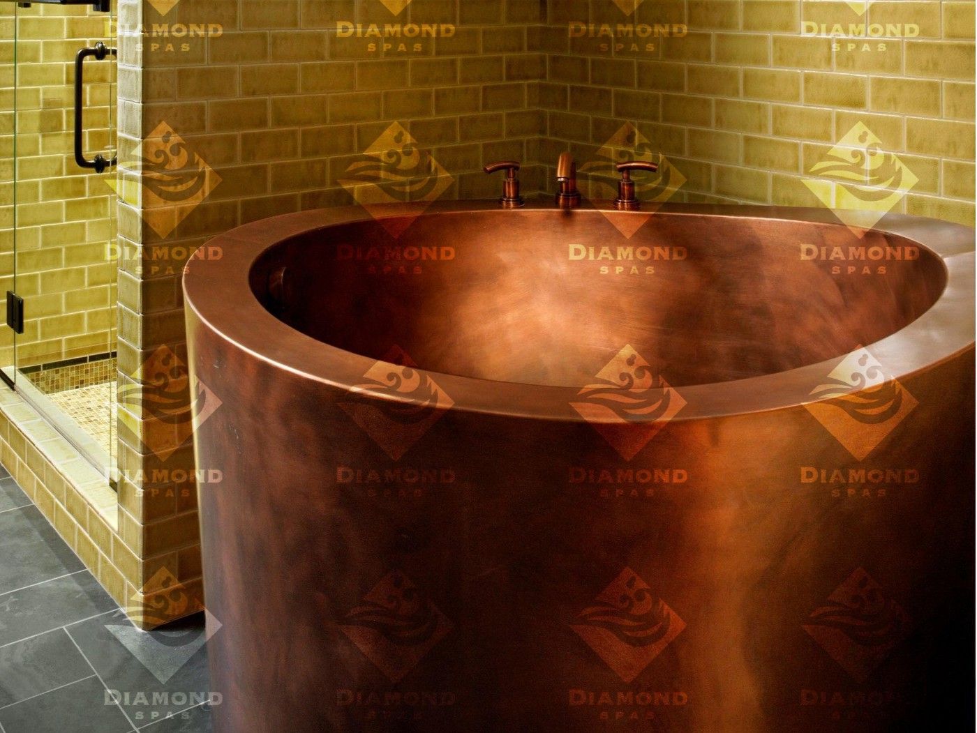 Ванна с круглым сиденьем из меди Diamond Spas JAPANESE ARCH-00150690 - Вид №1