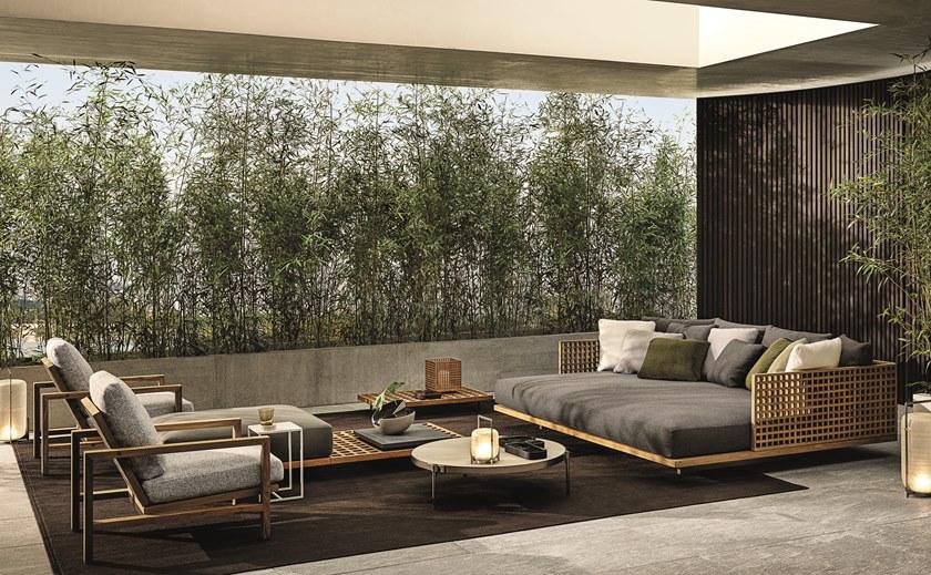 Minotti Садовое кресло из тика с подлокотниками Quadrado sun-id-1493836 - Вид №4