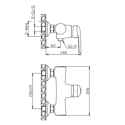 Orange Tony M54-200Ni однозахватный смеситель для душа без аксессуаров Бронзовый sun-id-1517088 - Вид №1