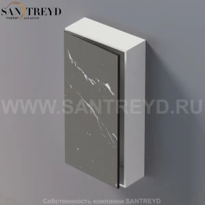 LIFT Модульный шкаф 80 см с левой дверью на доводчиках. Модули могут располагаться горизонтально и вертикально. Отделка: белая краска и черный мрамор. AMOB052NMLZSX