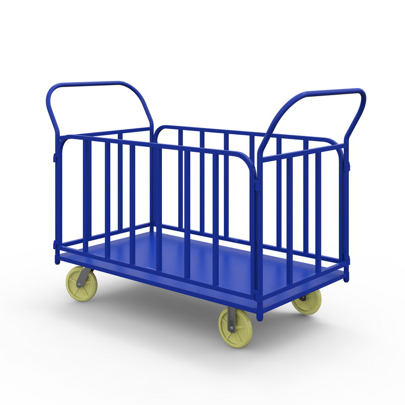 Тележка платформенная с трубчатыми бортами ТБ 4 (г/п 500 кг, 1200x600 мм, колеса чугун/полиуретан 200 мм) Верстакофф 65-0348