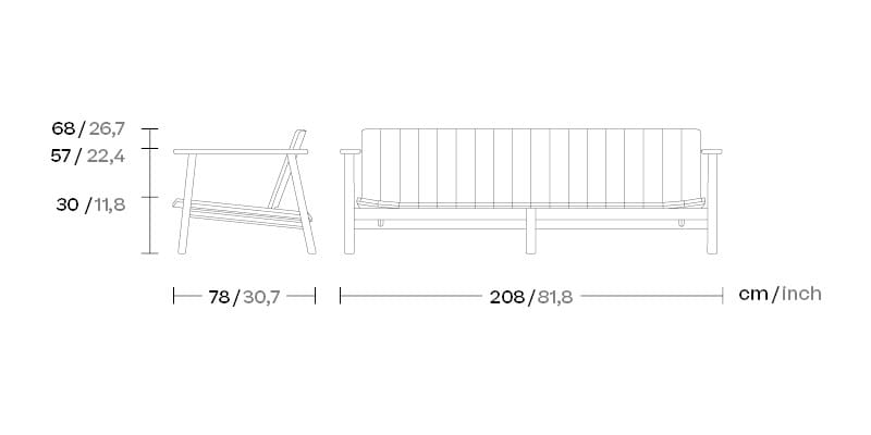 Деревянный мягкий садовый диван Kettal ARCH-00132855 - Вид №4