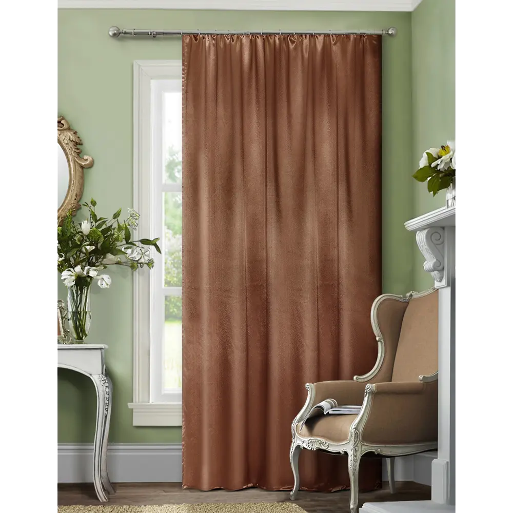 Штора на ленте «Вкус» 160x260 см однотон цвет кирпичный ТОРГОВЫЙ ДОМ ТЕКСТИЛЬ STLM-2135134