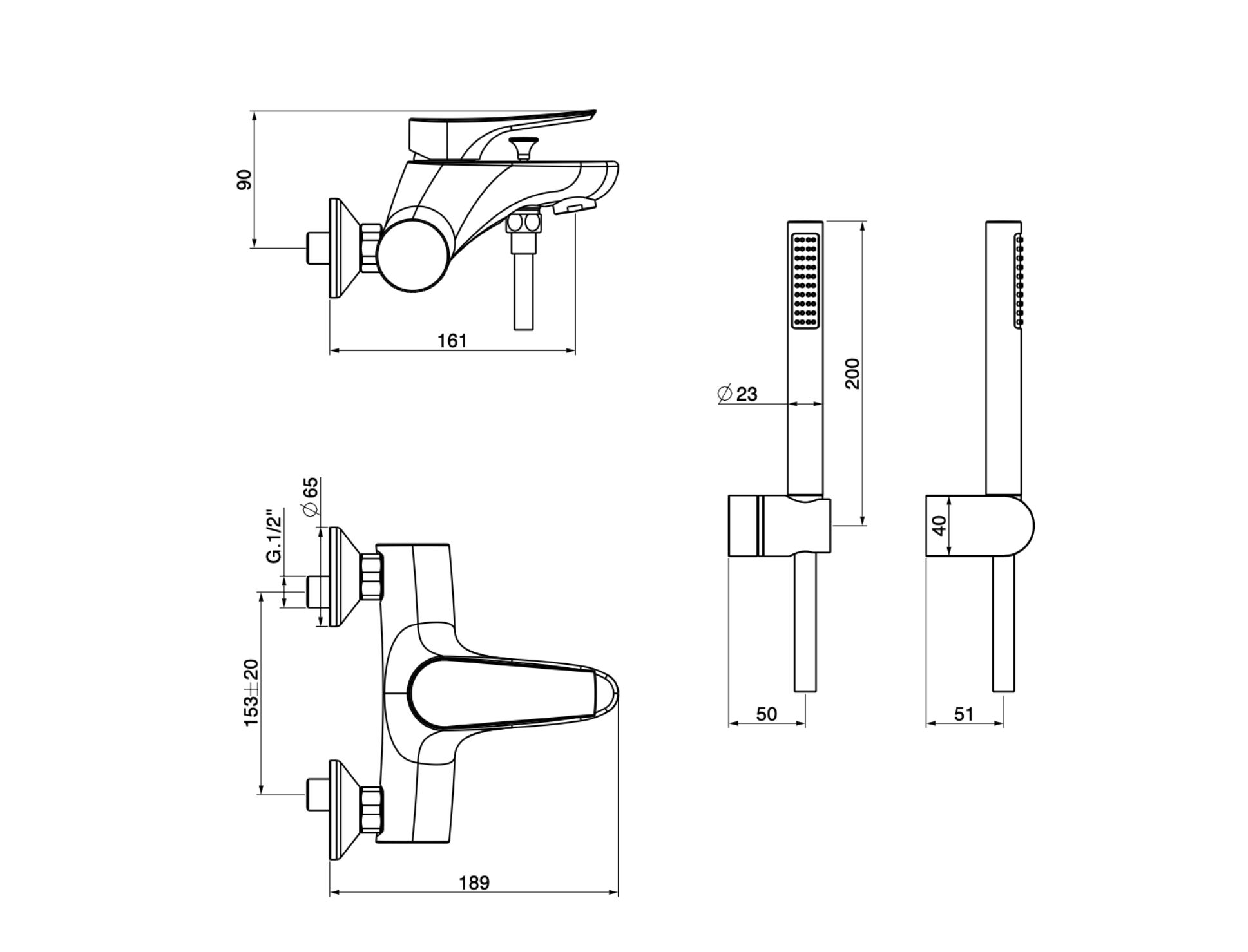 Смеситель для ванны с ручным душем GATTONI Mach 10 ARCH-00027578 - Вид №2