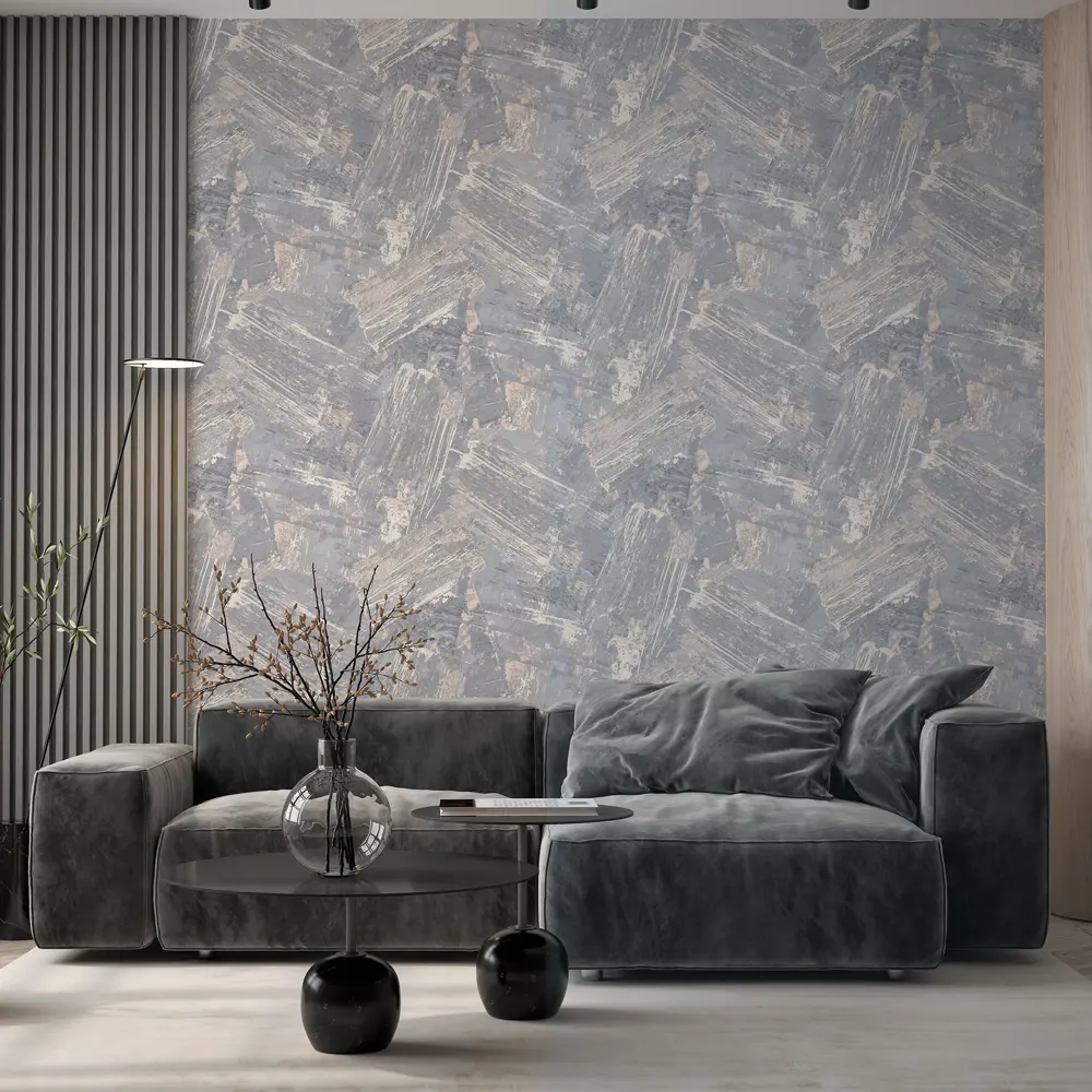 Флизелиновые обои Wallsecret Encanto серо-синие с тиснением 89363298 STLM-0834119 - Вид №4