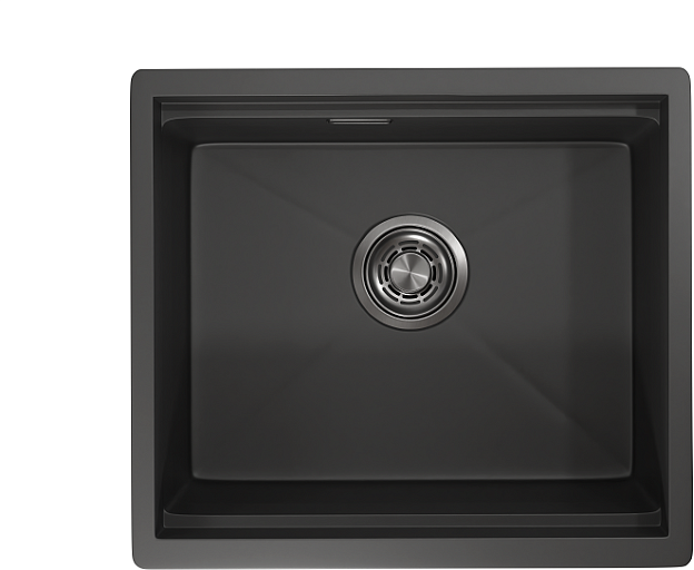 KS-5045U, ЧЕРНЫЙ МАТОВЫЙ, стальная кухонная мойка KITCHEN SPACE