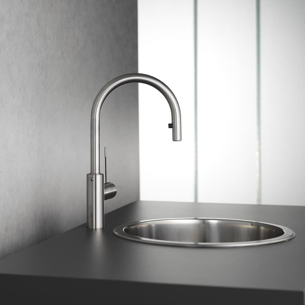 Смеситель для кухни из нержавеющей стали со съемным ручным душем KWC ONO ARCH-00002636 - Вид №3
